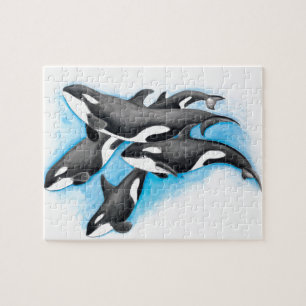 orcas i blått pussel