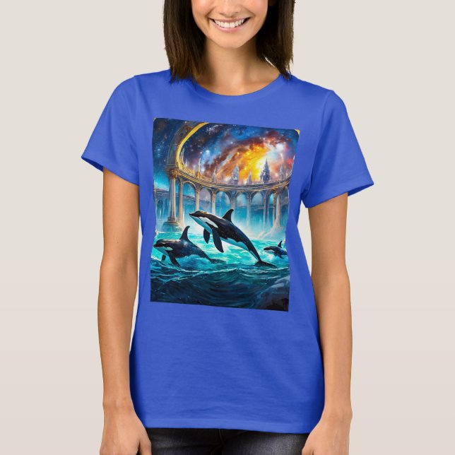 Orcas i Galaxy Castle Design by Rich AMeN Gill T Shirt (Framsida)