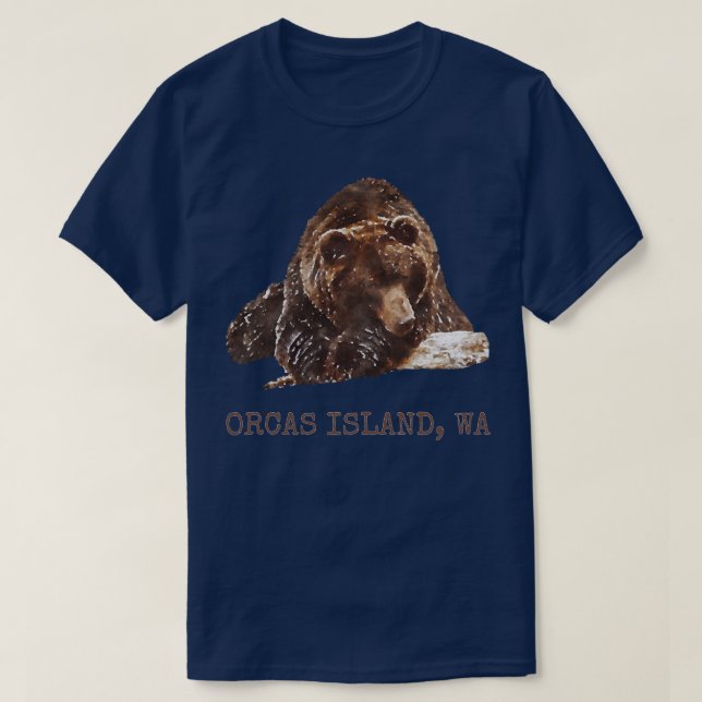 Orcas Island Brown Grizzly Bear i Snö Washington T Shirt (Design framsida)