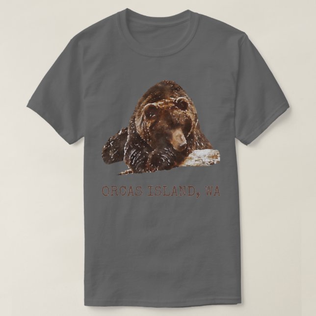Orcas Island Brown Grizzly Bear In Snow Washington T Shirt (Design framsida)