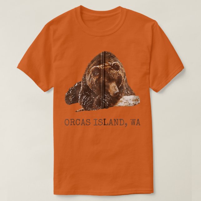 Orcas Island Brown Grizzly Bear In Snow Washington T Shirt (Design framsida)