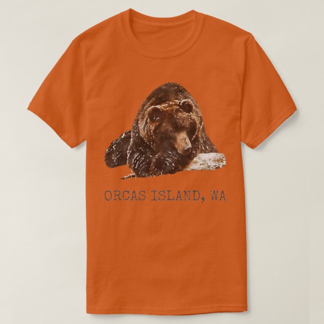 Orcas Island Brown Grizzly Bear In Snow Washington T Shirt (Design framsida)