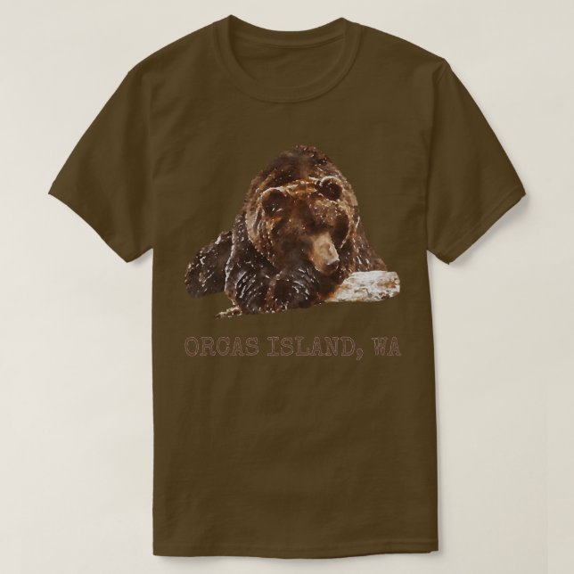Orcas Island Brown Grizzly Bear In Snow Washington T Shirt (Design framsida)