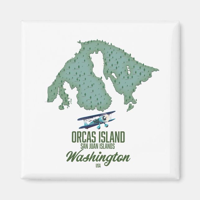 Orcas Island, Washington, USA karta Magnet (Framsidan)