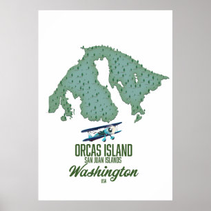 Orcas Island, Washington, USA karta Poster