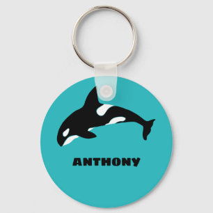 Orcas Killer Whales Teal Blue Personlig Nyckelring