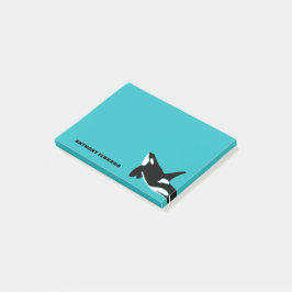 Orcas Killer Whales Teal Blue Personlig Post-it Block