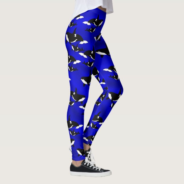 Orcas på Royal Blue - Leggings (Höger)