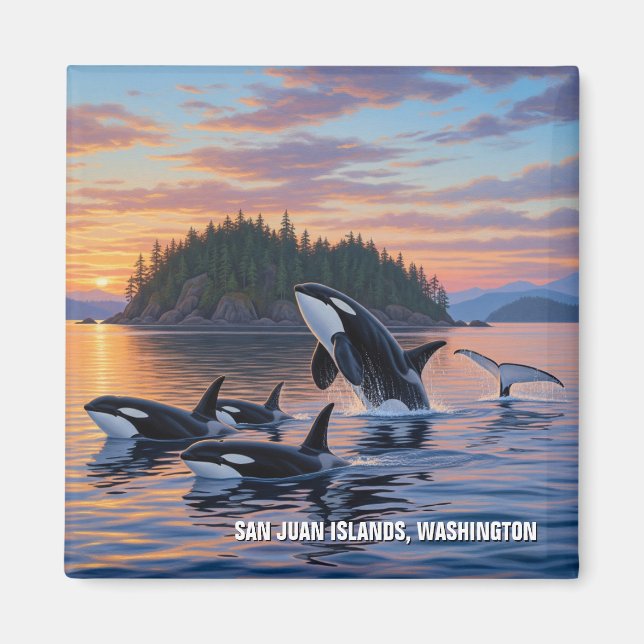 Orcas-resor i Washington san juan öarna Magnet (Framsidan)