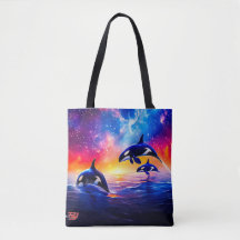 Orcas under Galaxy Himlar Design efter Rik AMeN Gi