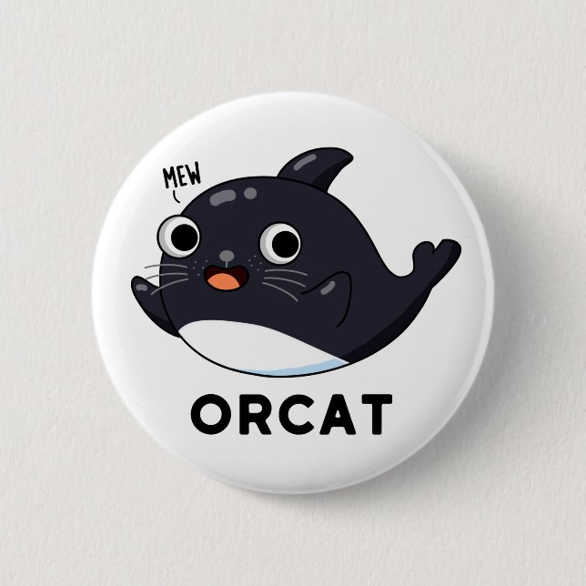 Orcat Funny Cat Orca Pun Knapp (Framsida)