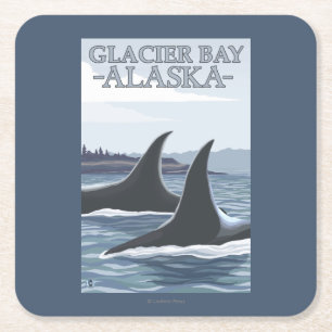 Orcaval #1 - glaciärfjärd, Alaska Underlägg Papper Kvadrat