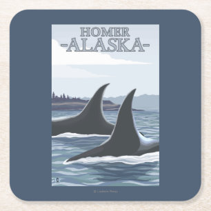 Orcaval #1 - Homer, Alaska Underlägg Papper Kvadrat