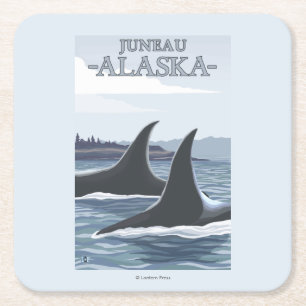 Orcaval #1 - Juneau, Alaska Underlägg Papper Kvadrat