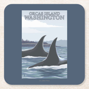 Orcaval #1 - Orcas ö, Washington Underlägg Papper Kvadrat