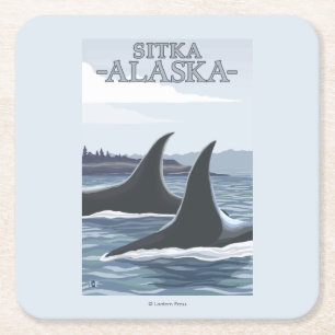 Orcaval #1 - Sitka, Alaska Underlägg Papper Kvadrat