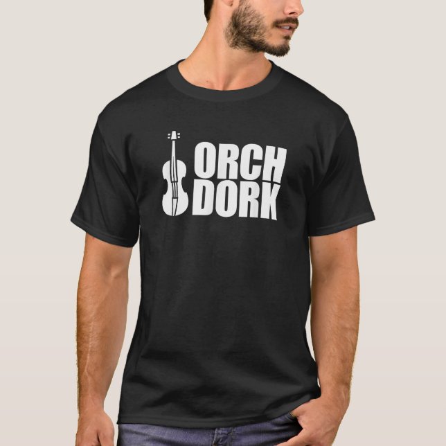Orch Dork med Violin Cello String Instrument T Shirt (Framsida)