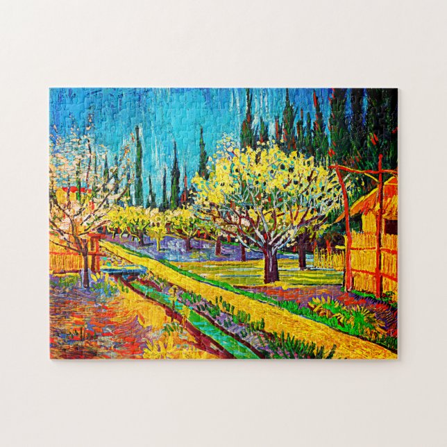 Orchard Borderade av Cypresses Vincent Van Gogh Pussel (Horisontell)