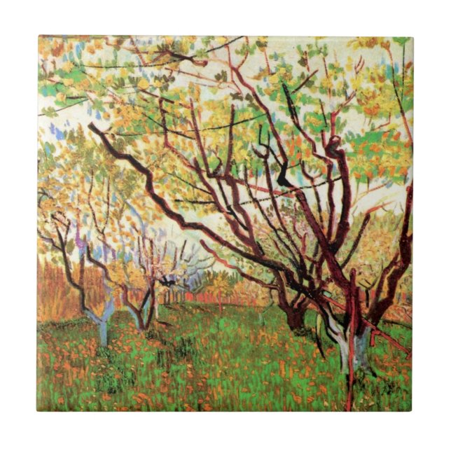 Orchard i Blommar av Vincent van Gogh Kakelplatta (Framsidan)