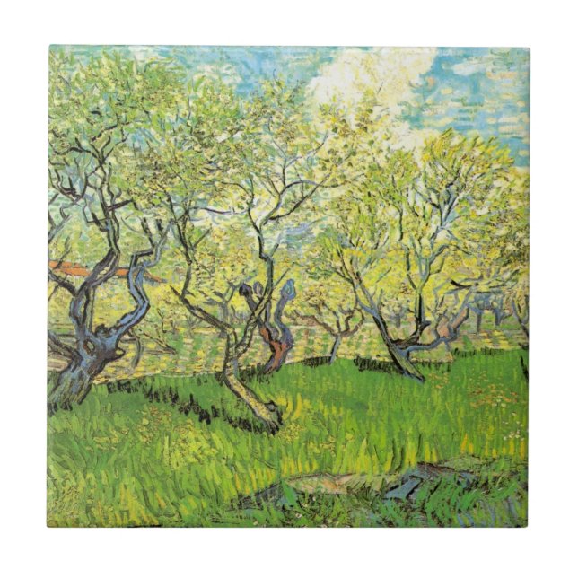 Orchard i Blommar av Vincent van Gogh Kakelplatta (Framsidan)