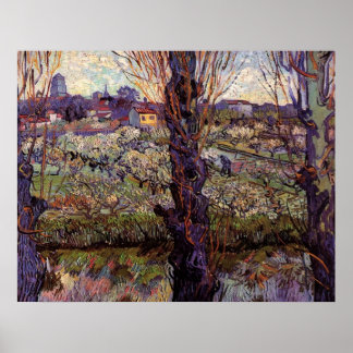 Orchard i Blommar med Arles View av van Gogh Poster