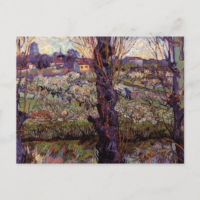 Orchard i Blommar med Arles View av van Gogh Vykort (Framsida)