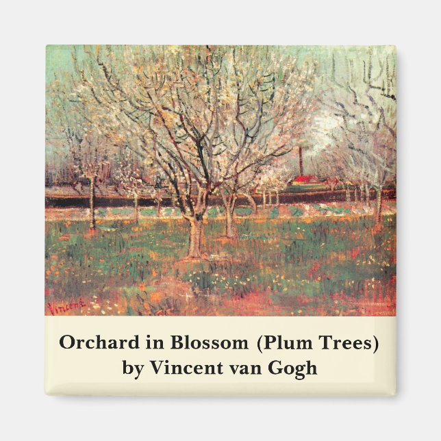 Orchard i Blommar, Plum Träd av Vincent van Gogh Magnet (Framsidan)