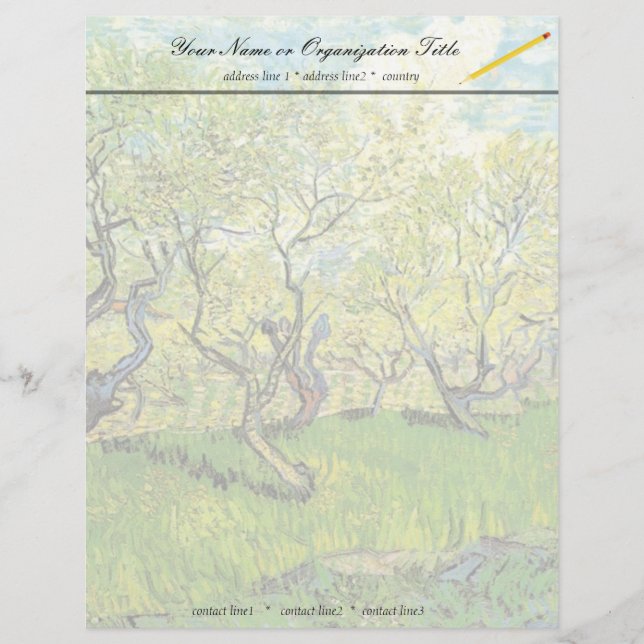 Orchard i Blommar, Vincent van Gogh. Brevhuvud (Framsida)