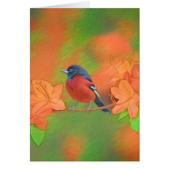 Orchard Oriole Songbird Painting Original Bird Art Hälsningskort (Framsidan)