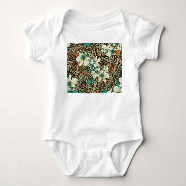 Orchds Blommigt Vattenfärg Sömlös illustration T Shirt (Framsida)