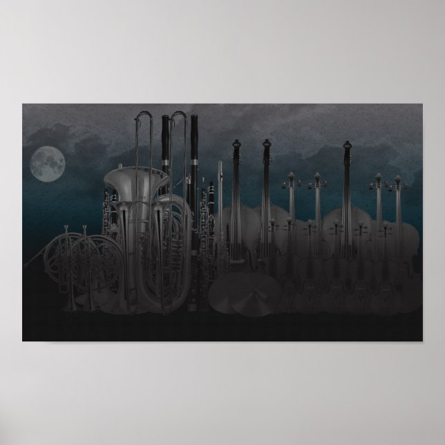 Orchestra Instrument Natt Skyline Poster (Framsidan)