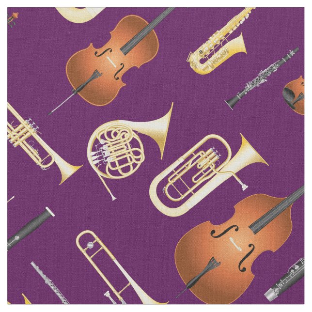 Orchestra Instruments Music Musician Decor Lila Tyg (Närbild)