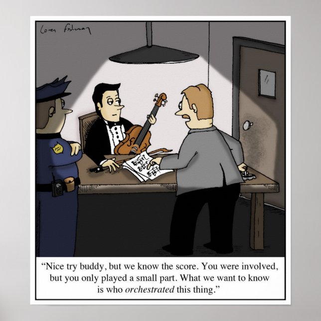 Orchestra Musician Classical Music Tecknad Poster (Framsidan)