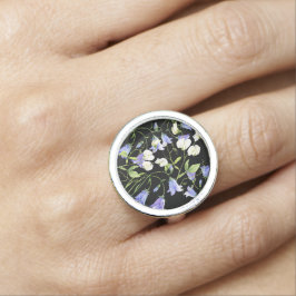 Orchid and Bluebell Floral Pattern Ring