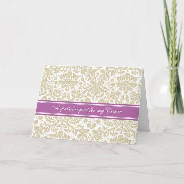 Orchid Beige Damask Cousin Bridesmaid-inbjudan Inbjudan (Framsida)