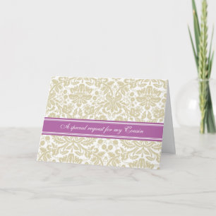 Orchid Beige Damask Cousin Bridesmaid-inbjudan Inbjudan