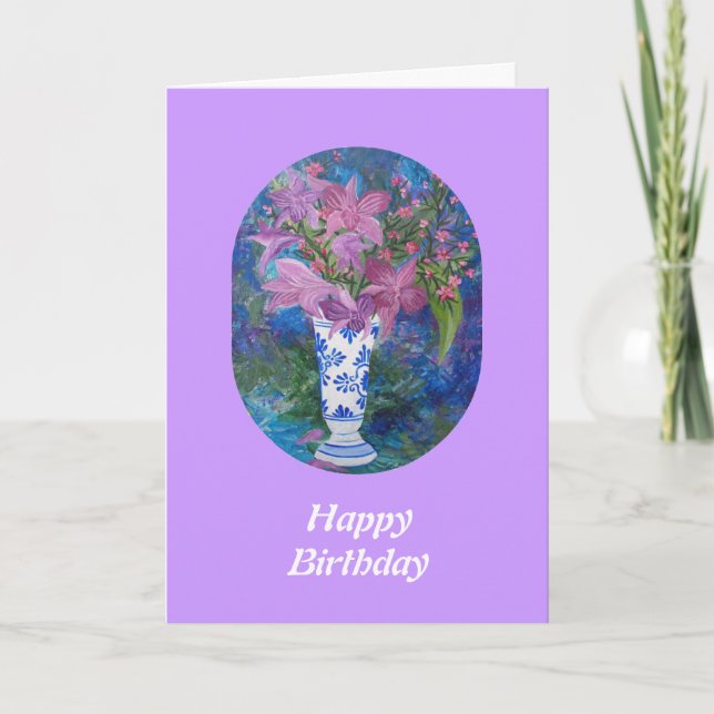 Orchid Birthday Card Kort (Framsida)
