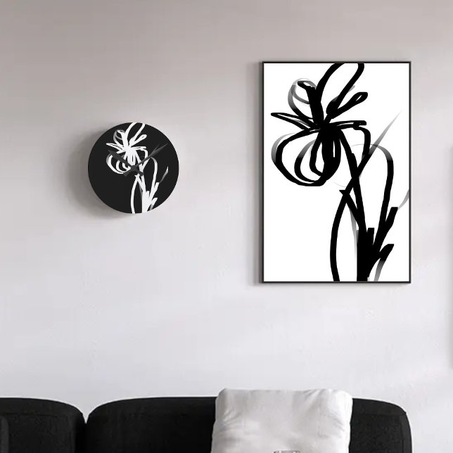 Orchid Blanc: Abstrakt vit och svart Canvastryck (Skapare uppladdad)
