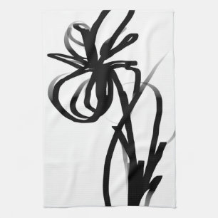 Orchid Blanc: Abstrakt vit och svart Kökshandduk