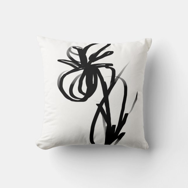 Orchid Blanc: Abstrakt vit och svart Kudde (Framsida)