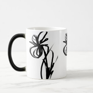 Orchid Blanc: Abstrakt vit och svart Magisk Mugg