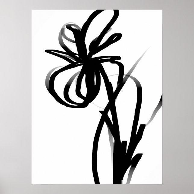 Orchid Blanc: Abstrakt vit och svart Poster (Framsidan)