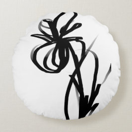 Orchid Blanc: Abstrakt vit och svart Rund Kudde