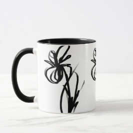 Orchid Blanc: Abstrakt Vit & Svart Mugg