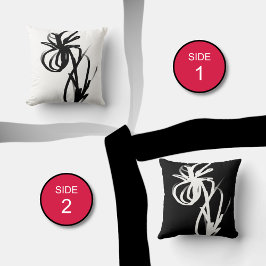 Orchid Blanc & Noir: Abstrakt White & Black Kudde