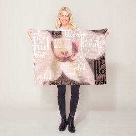 Orchid Blommigt Blommar Ord Cloud Fleecefilt