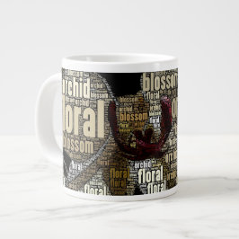 Orchid Blommigt Blommar over Black Ord Cloud Jumbo Mugg