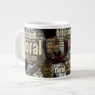 Orchid Blommigt Blommar över Black Ord Cloud Jumbo Mugg