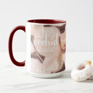 Orchid Blommigt Blommar Typography Ord Cloud Mugg