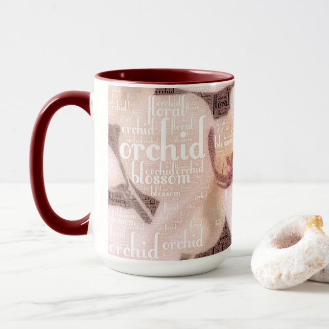 Orchid Blommigt Blommar Typography Ord Cloud Mugg (Med munk)
